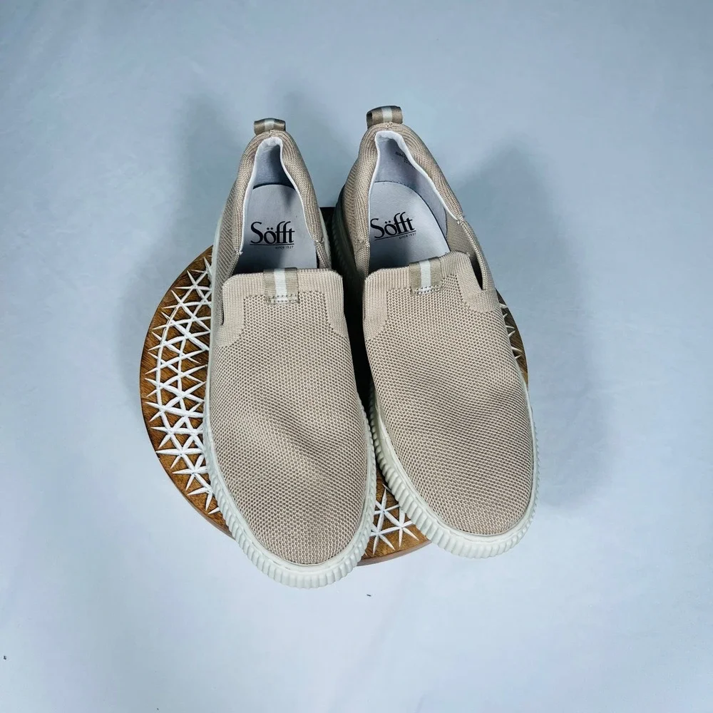 Sofft Frayda Knit Slip On Sneakers Taupe Beige Mesh Low Top Flatform Shoes 8M